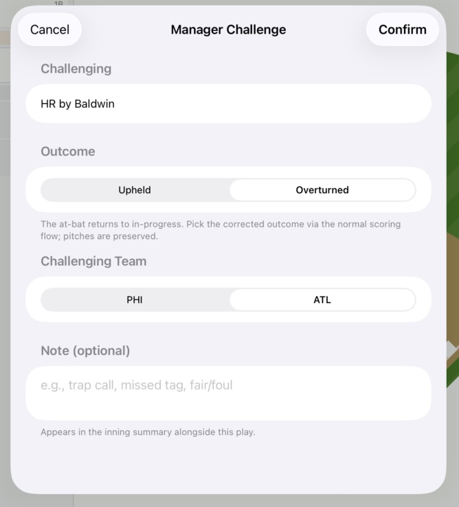 Manager Challenge sheet with &ldquo;Challenging: HR by Baldwin&rdquo; header